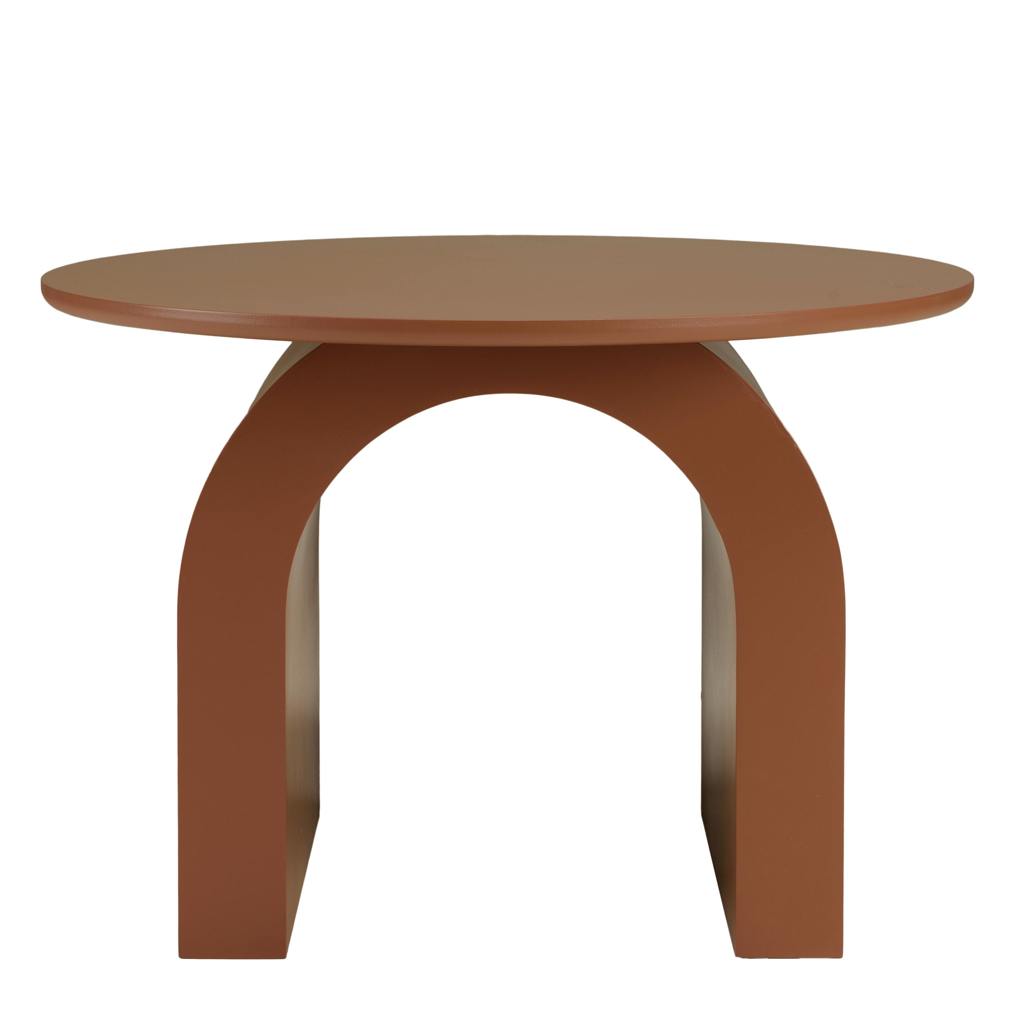 Table basse ronde en bois laqué terracotta D60cm CASTILLE