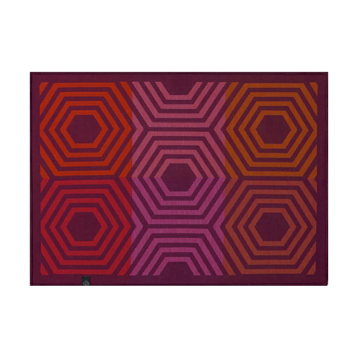 KALÉIDOSCOPE - Set de table en coton vibration prune 50 x 36