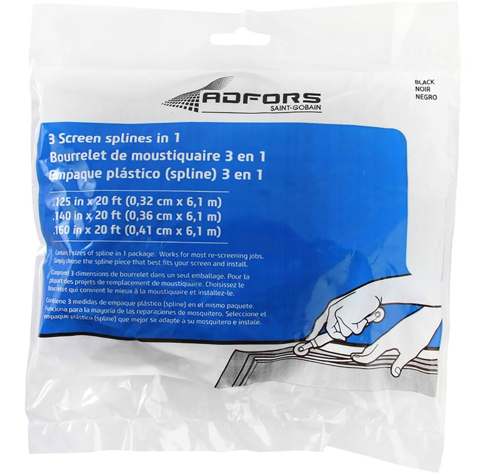Adfors Saint-Gobain 3-in-1 Size Screen Splines, Black