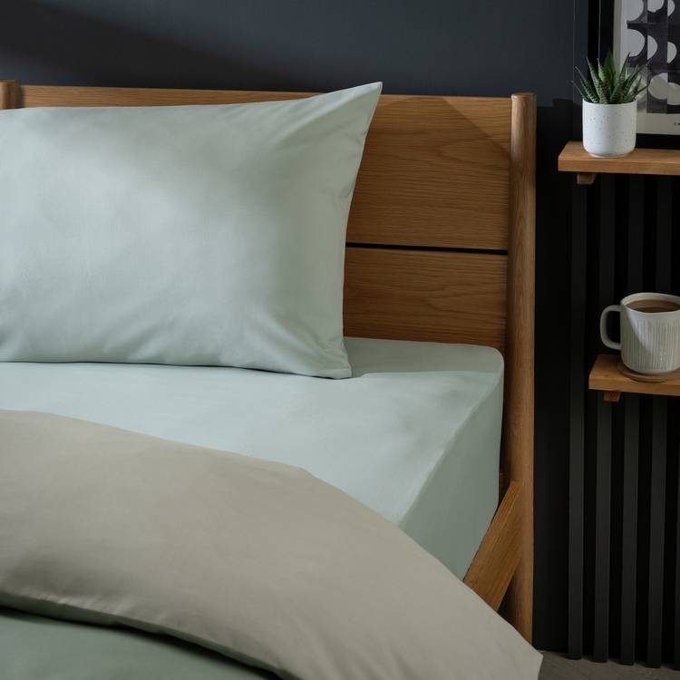 Habitat Polycotton Sage Fitted Sheet - Single