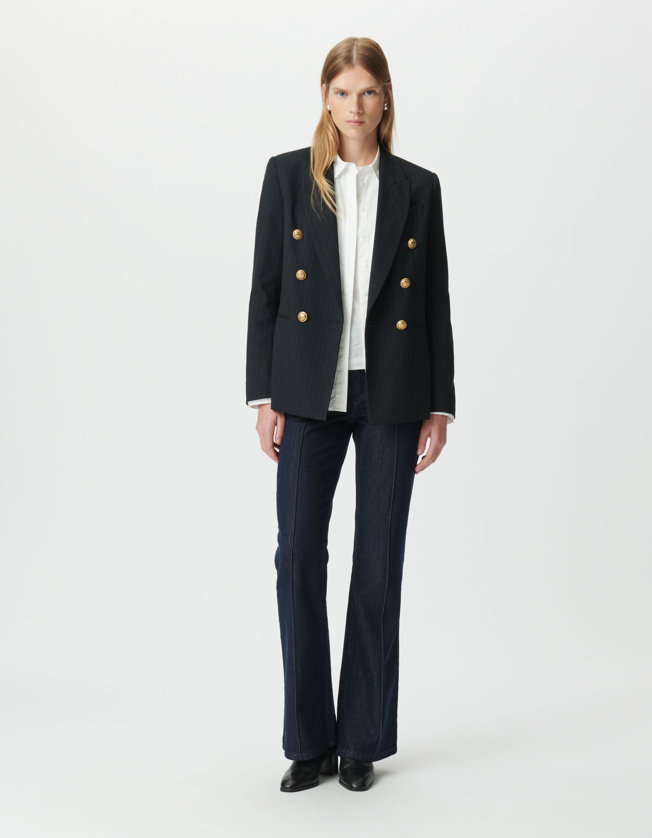 Veste de tailleur marine fit large rayures tennis Femme