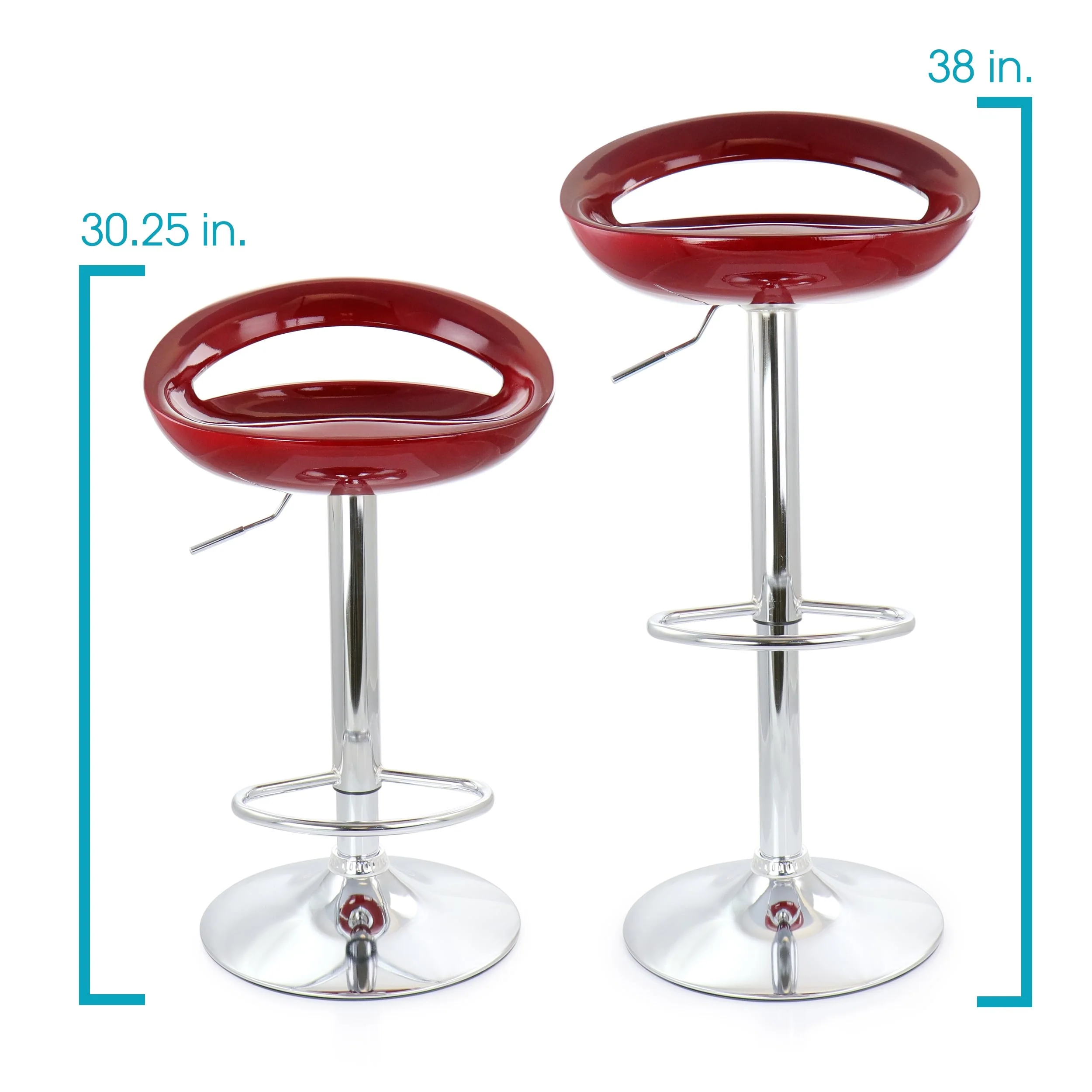 Elama Retro Bar Stool Cherry Adjustable Swivel Base Set of 2