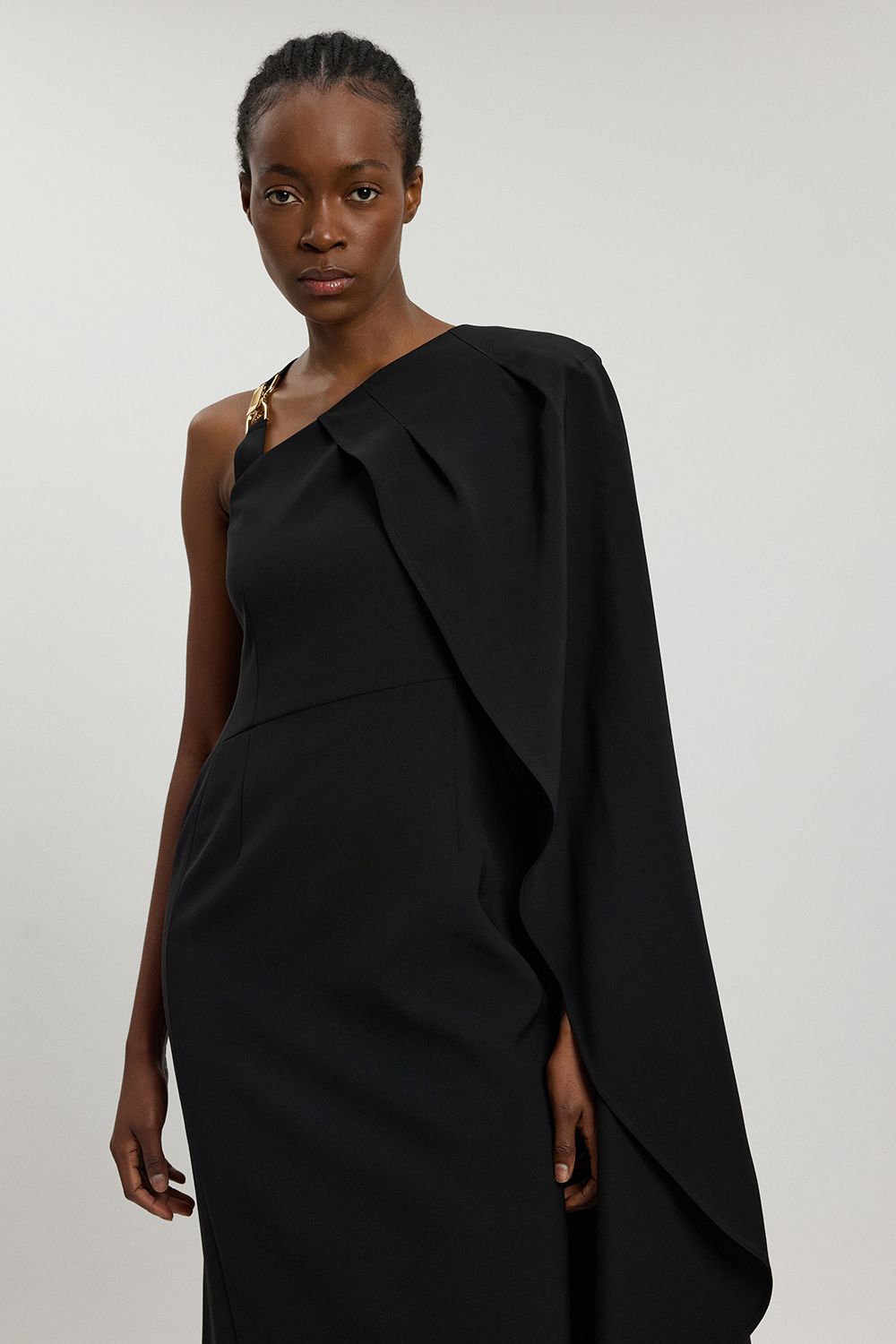 KarenMillen Compact Viscose Asymmetric Detail Maxi Dress