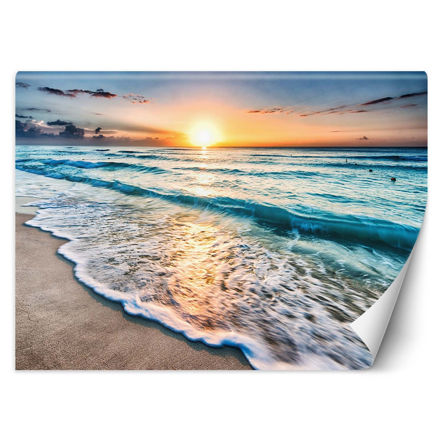 Feeby Fototapeta, Morskie fale zachód słońca 150x105