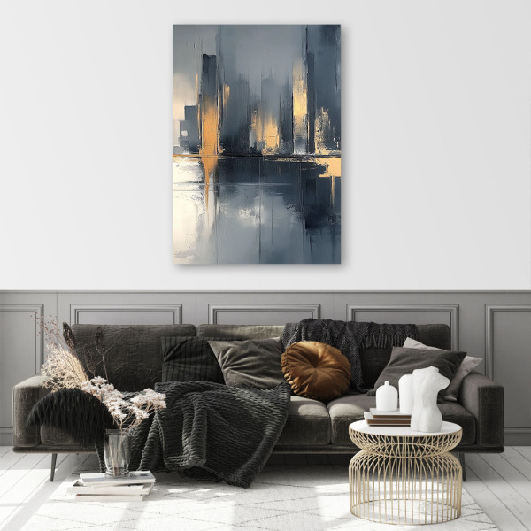 Feeby Obraz do salonu, Abstrakcja Czarno Złota 40x60