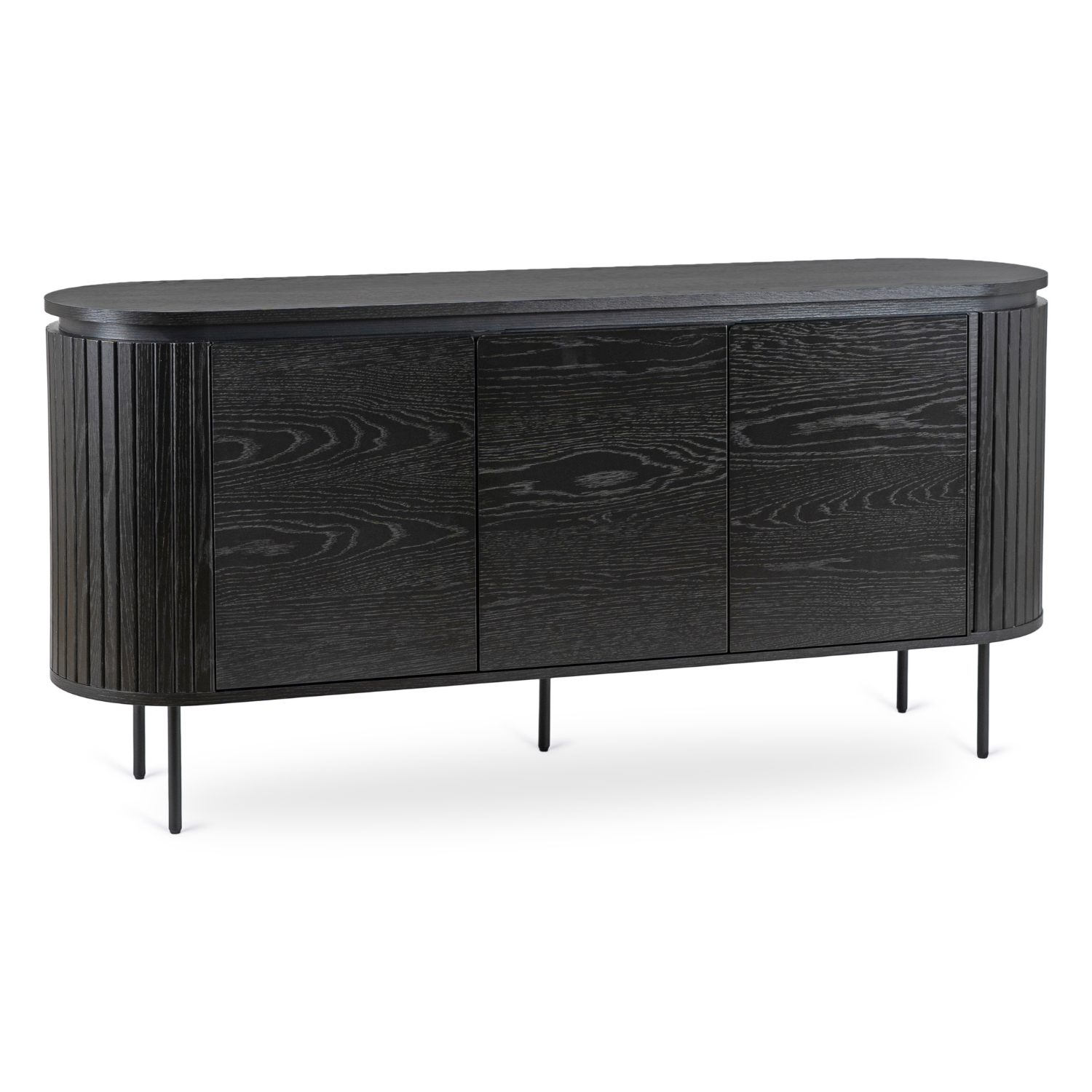 Komoda Duża Z Lamelami Drewniana Loft Do Salonu Sypialni Czarny Beck 160 cm