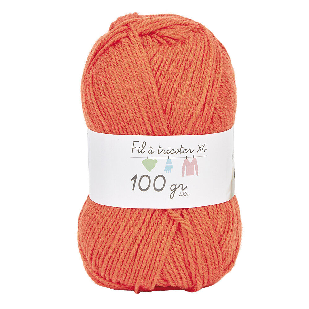 Pelote de fil à tricoter orange