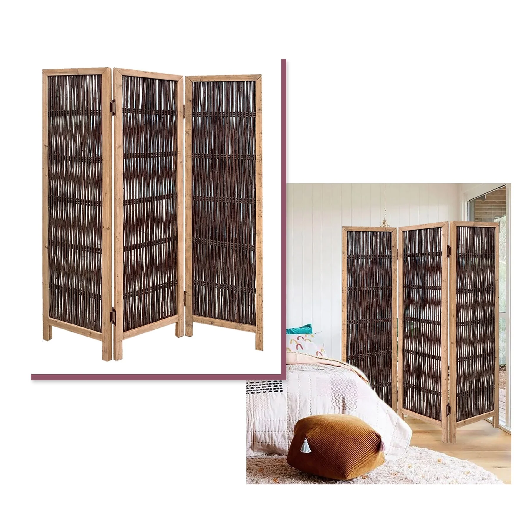 3 Panel Kirkwood Room Divider with Interconnecting Branches Design