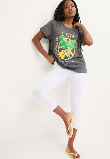 Womens White Cropped Leggings