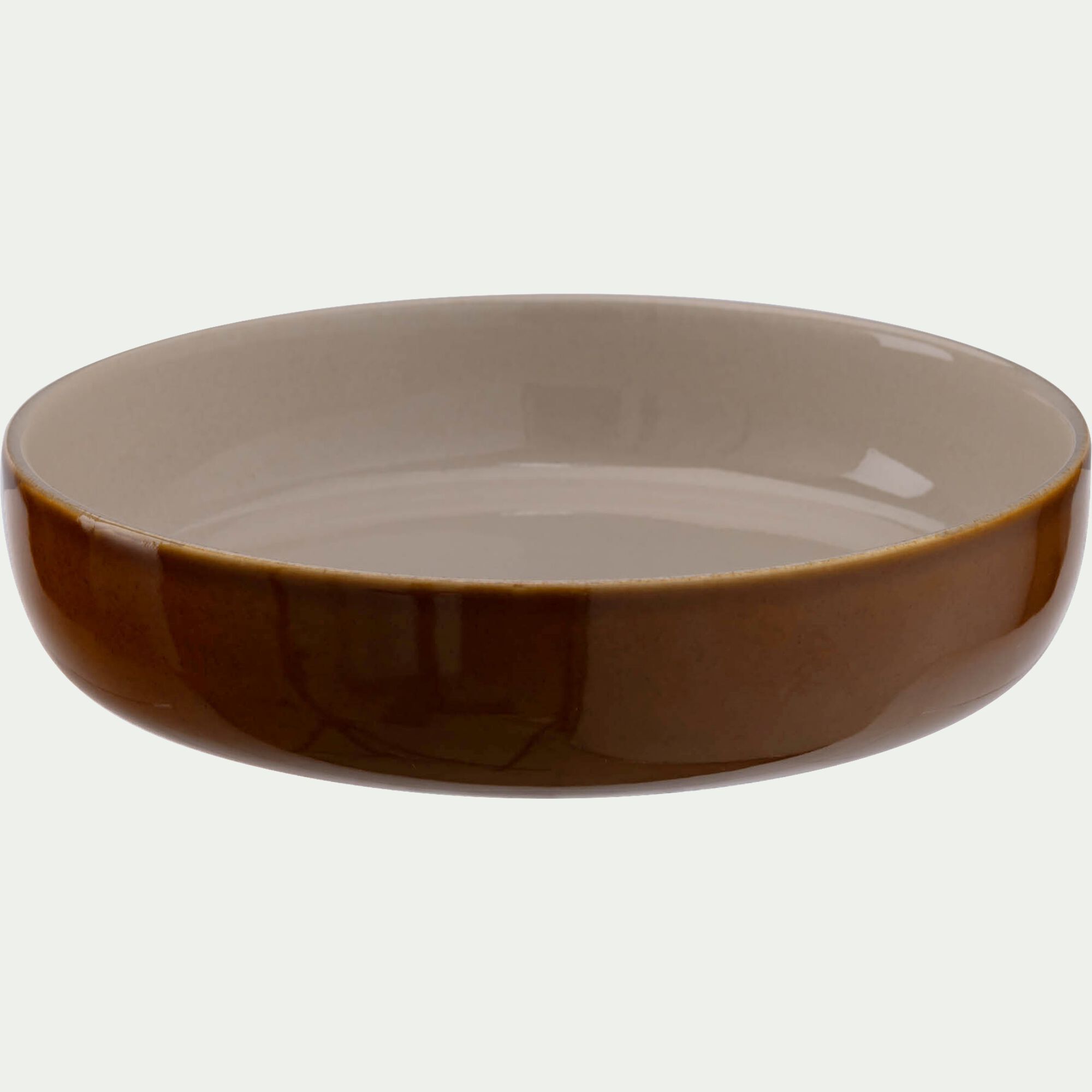 TERRIA - Assiette creuse en grès D20,6cm - brun laquier