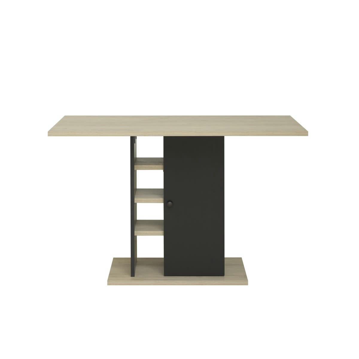 OXFORD - Table avec rangement effet bois marron 120x75x80