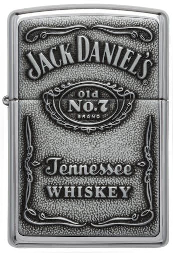 Zippo Jack Daniel's Label Brass Chip Lighter - High Polished Chrome