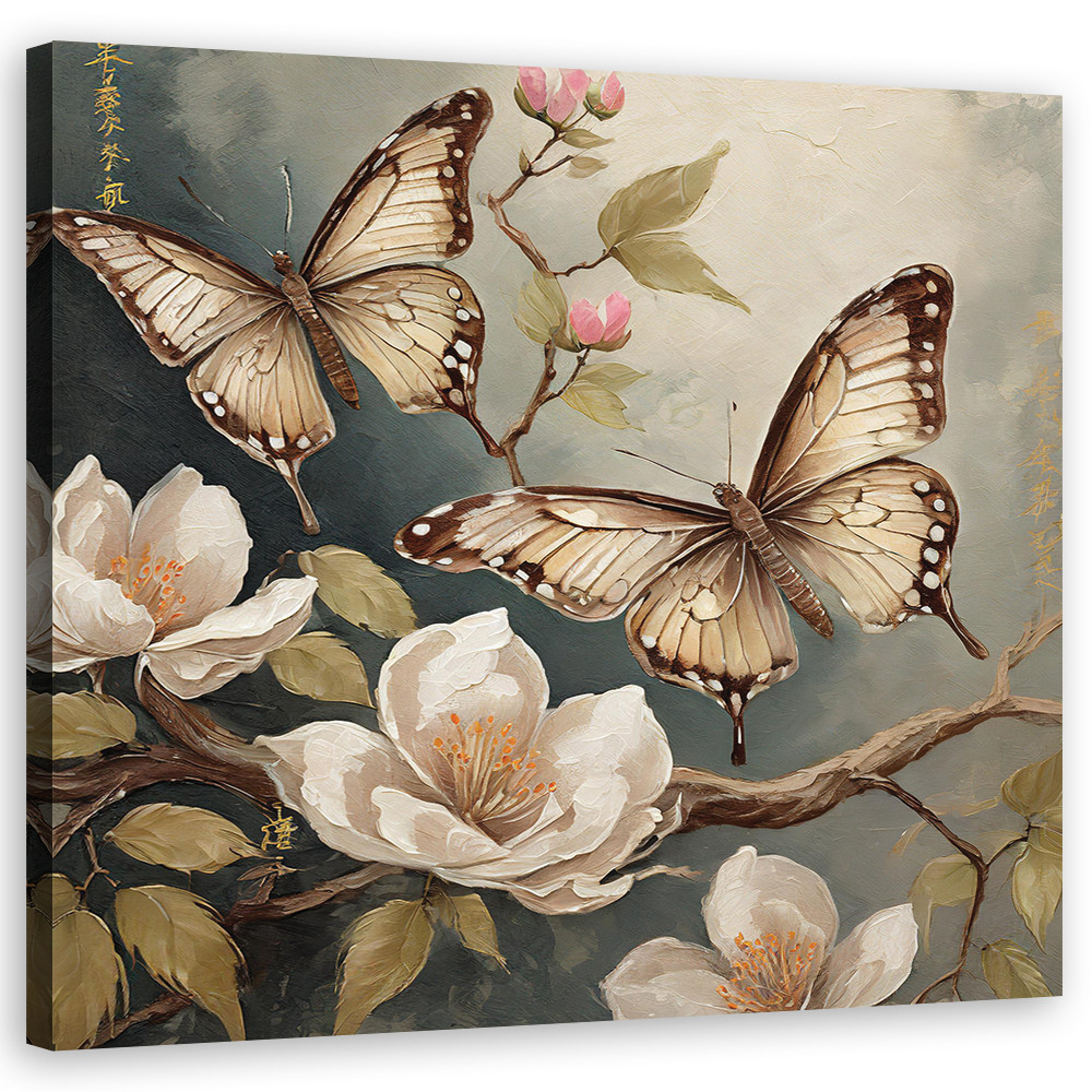 Feeby Obraz na płótnie, Motyl Natura Kwiaty 30x30
