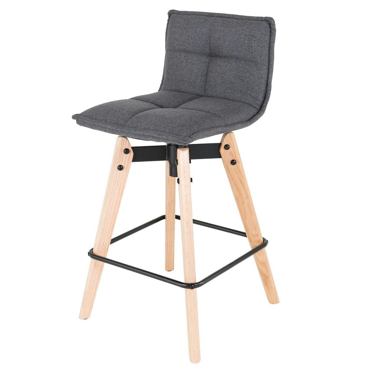 MAE - Chaise snack grise en tissu piétement chêne massif