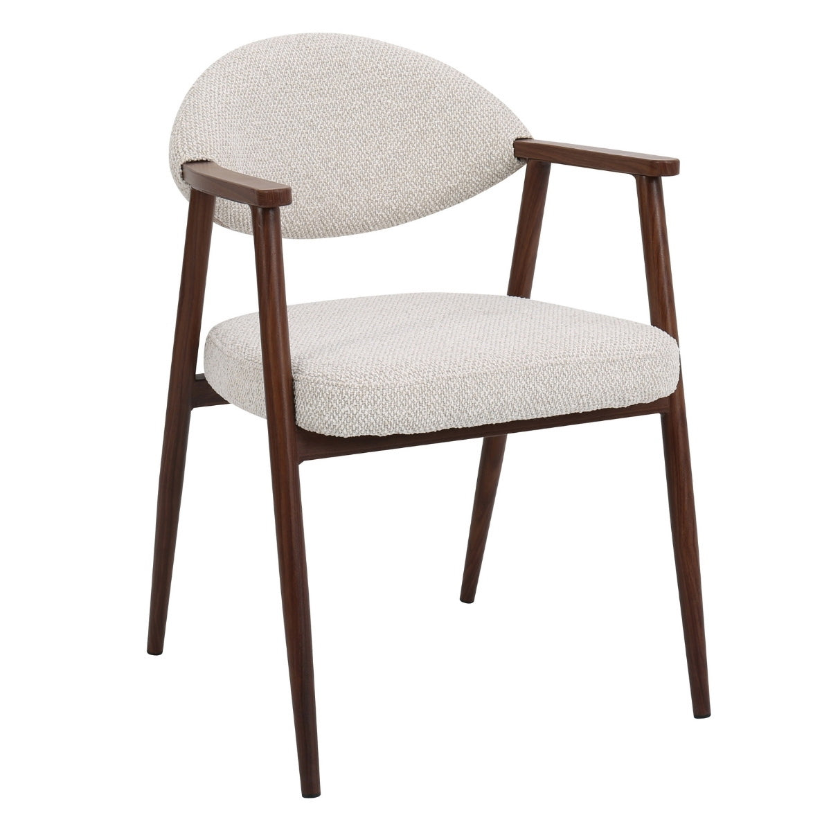 DÉJA Living Eetkamerstoel Karup - Beige/Walnoot - Set van 2