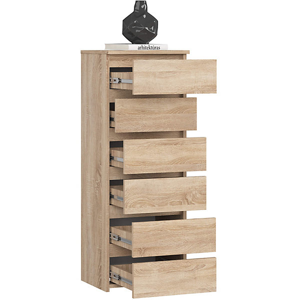 Commode AKORD CL6 Chêne Sonoma 40 cm 6 tiroirs façade Chêne Sonoma 40x35x109 cm