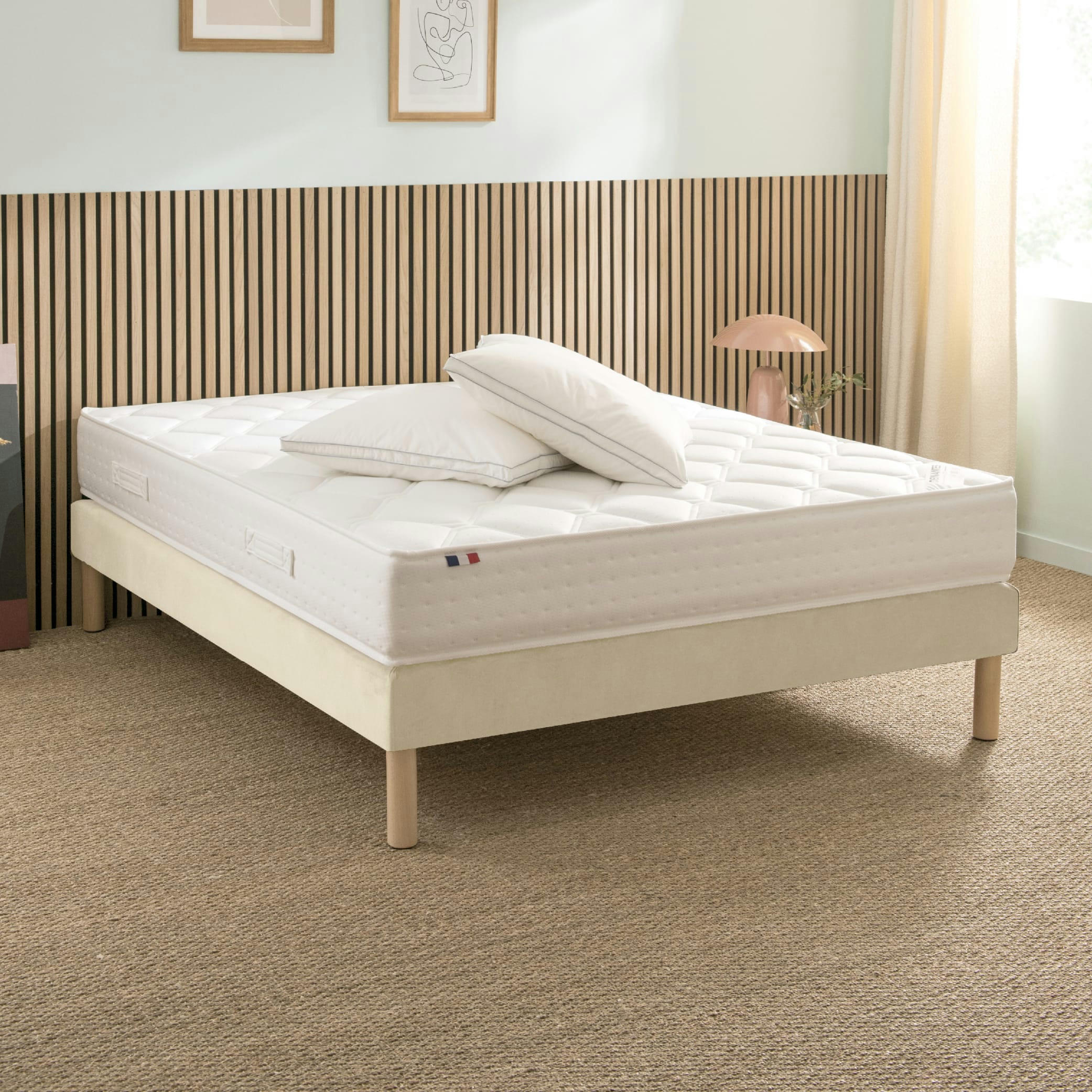 LUXE VELOURS - Sommier velours blanc 140x200 cm