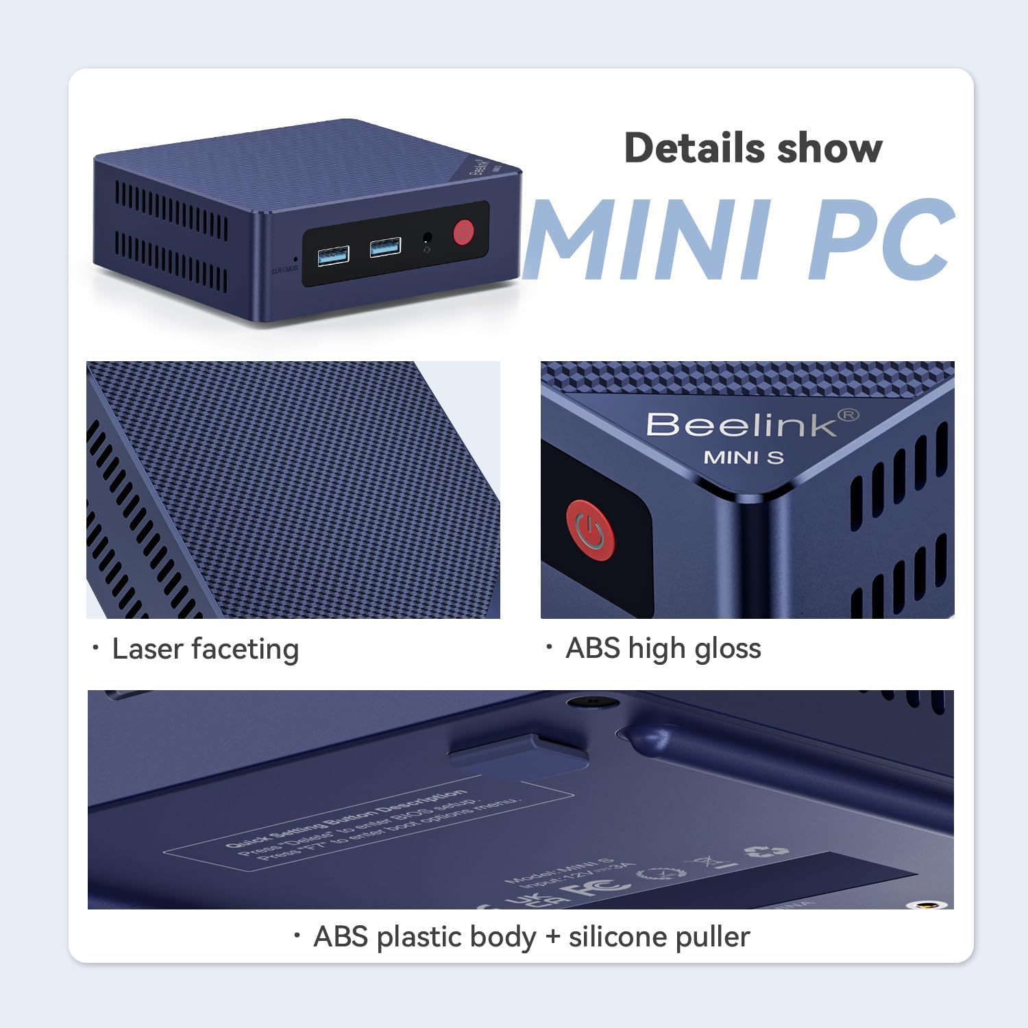 Beelink Mini PC  Mini S12 Intel 12th Gen 4-Core N95(up to 3.4GHz)  Mini Computer 16GB DDR4 RAM 500GB SSD  Desktop PC Dual HDMI 4K UHD/2.5GBps/Dual WiFi5/BT4.2/HTPC/W11 Home