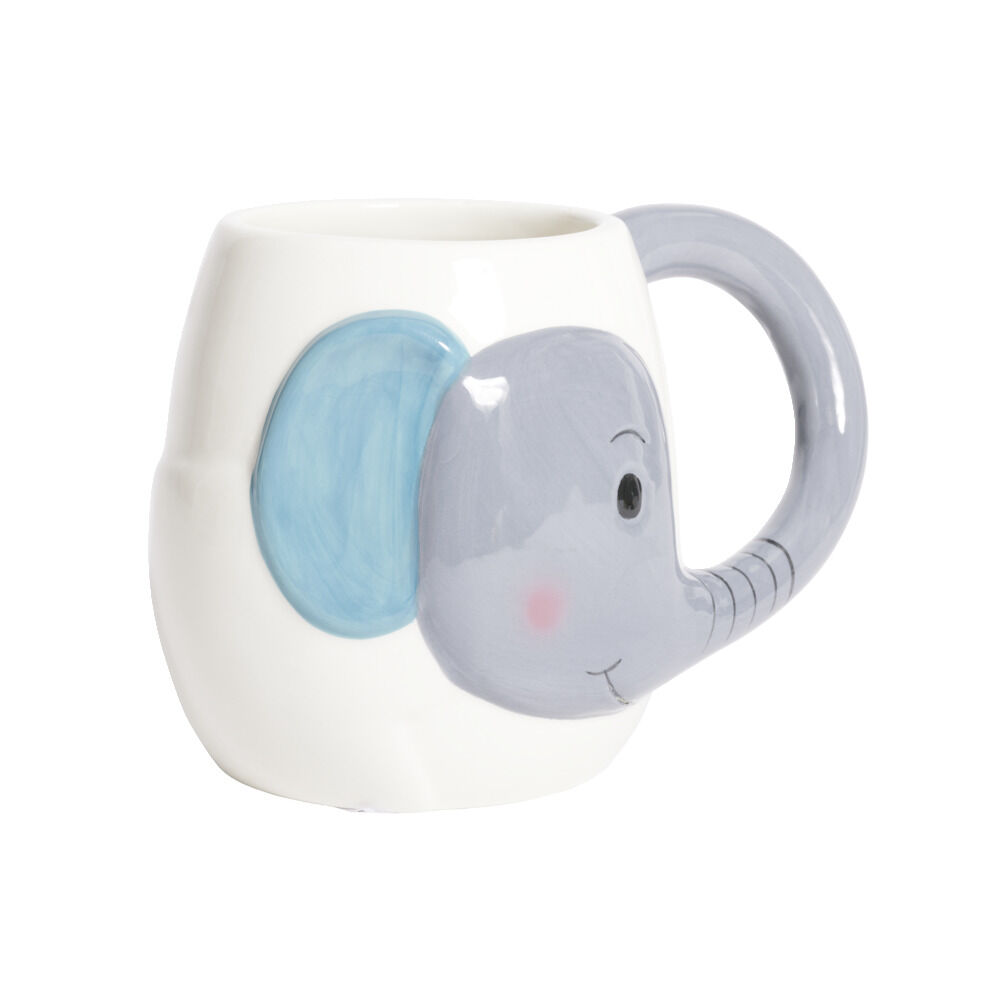 Mug éléphant dolomite blanc et gris Ø10xH10cm