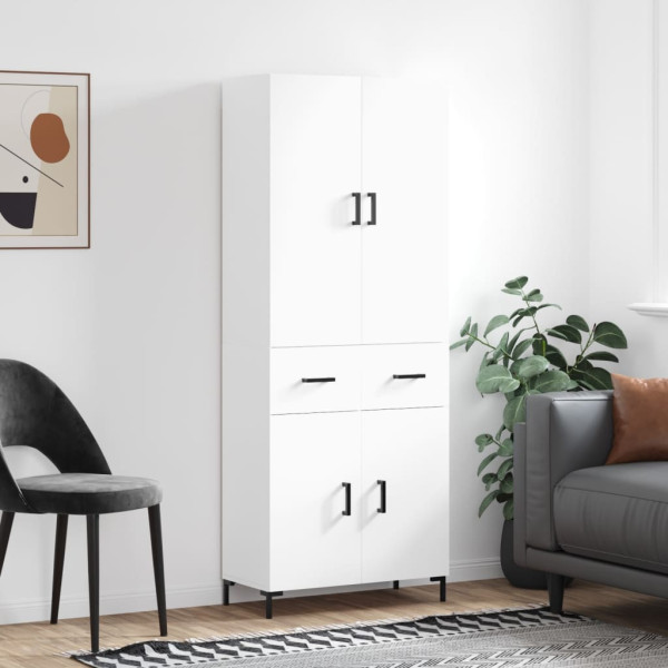 Szafka Regał Witrynka Biała z Drzwiami 69.5x34x180 cm do Salonu Pokoju