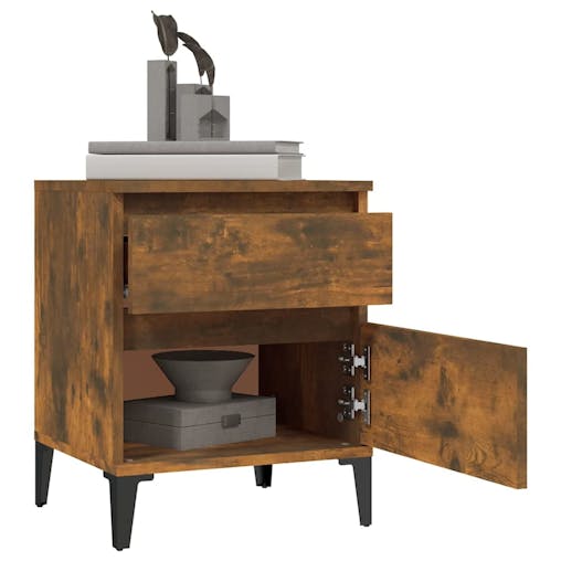 NNEVL Bedside Cabinets 2 pcs Smoked Oak 40x35x50 cm
