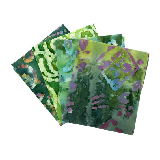 Green Batik Cotton Fat Quarters 4 Pack