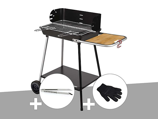 Barbecue charbon Florence   Pince en inox   Gant de protection - Somagic