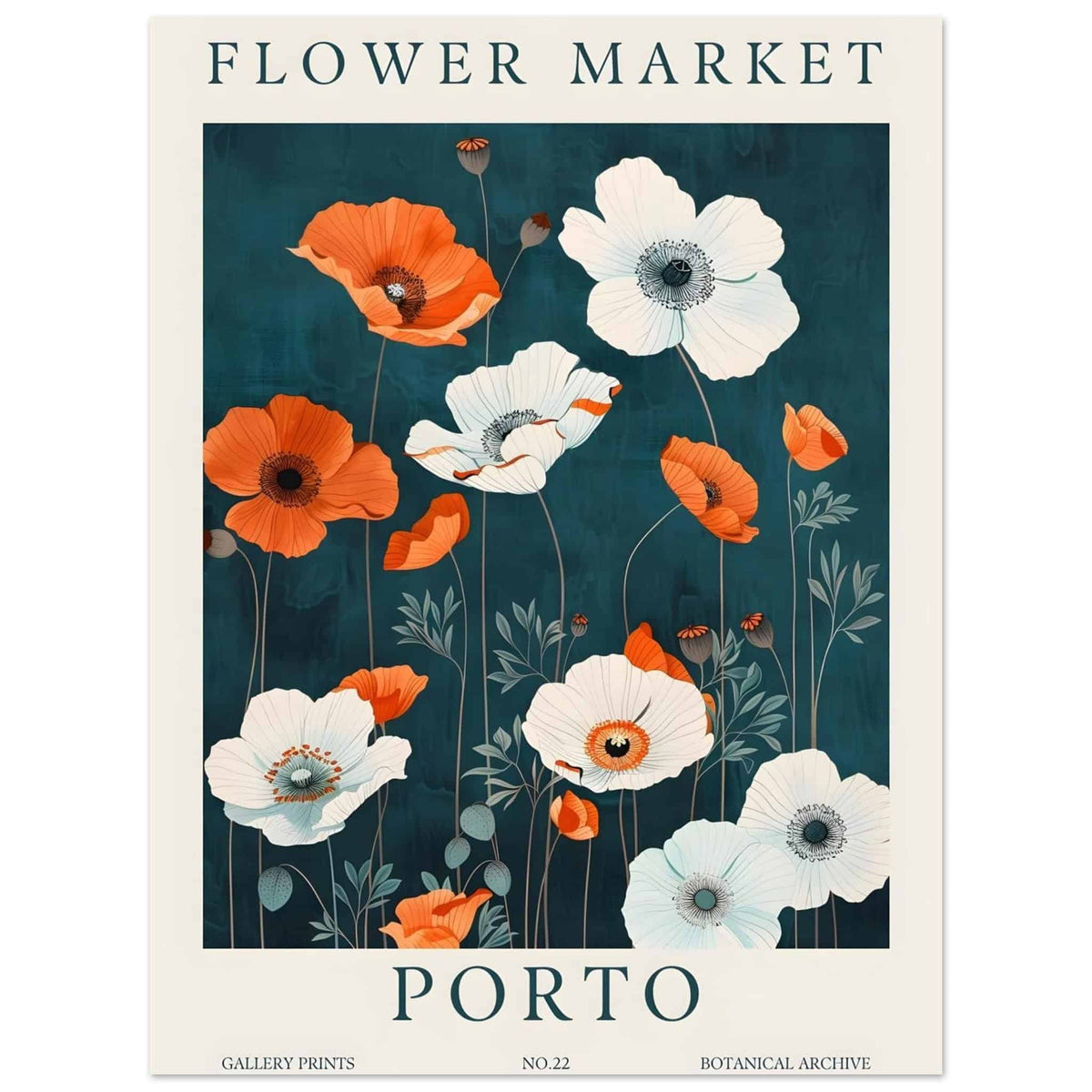 Artfulprints Poster Flower market - Porto  - 30x40 cm - Meerkleurig