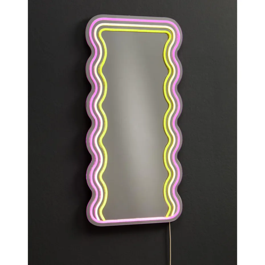 Kwantum Spiegels | Wandlampen | Spiegel Met Verlichting – Wave – Neon –  – 70×35 Cm Multicolor