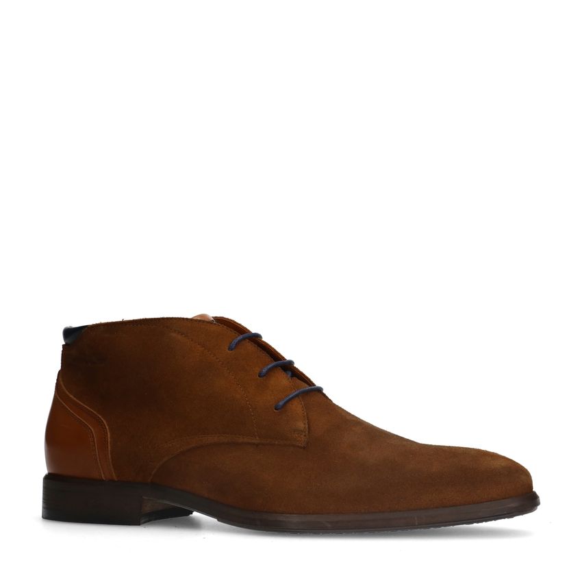 Van Lier Cognac suède veterboots