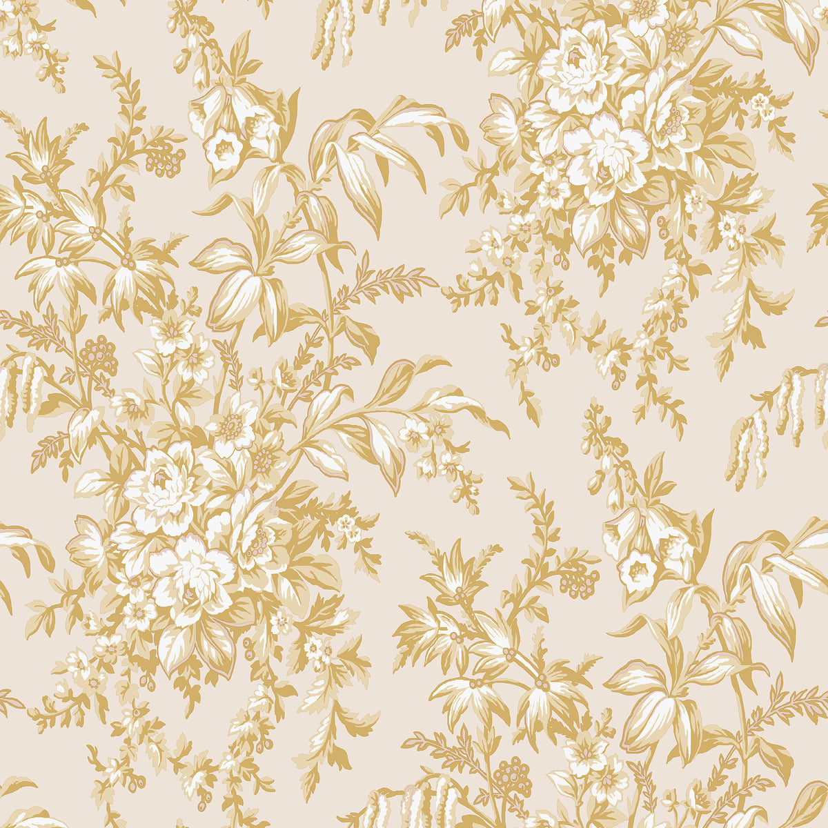 Laura Ashley Vliesbehang - Picardie Pale Gold - 10mx52cm