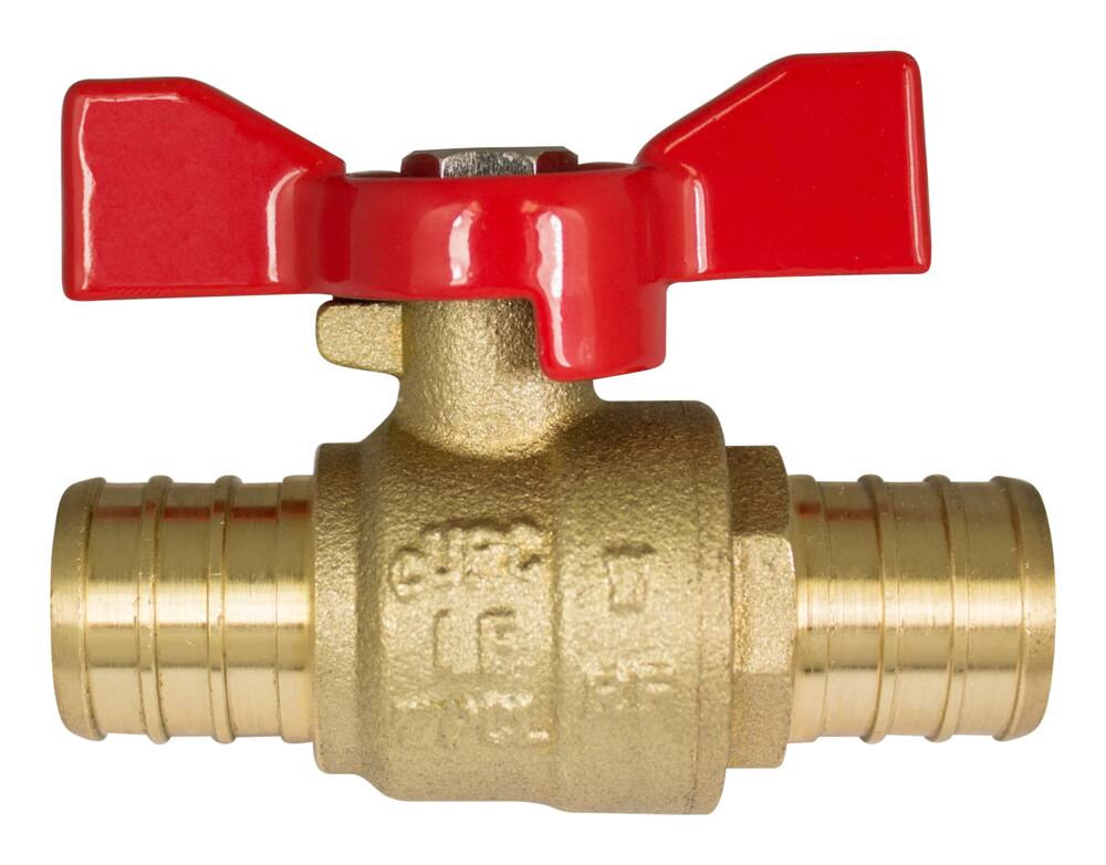 Waterline Rough Brass Straight Valve, 3/4-in x 3/4-in Nom. Crimp Pex Barb