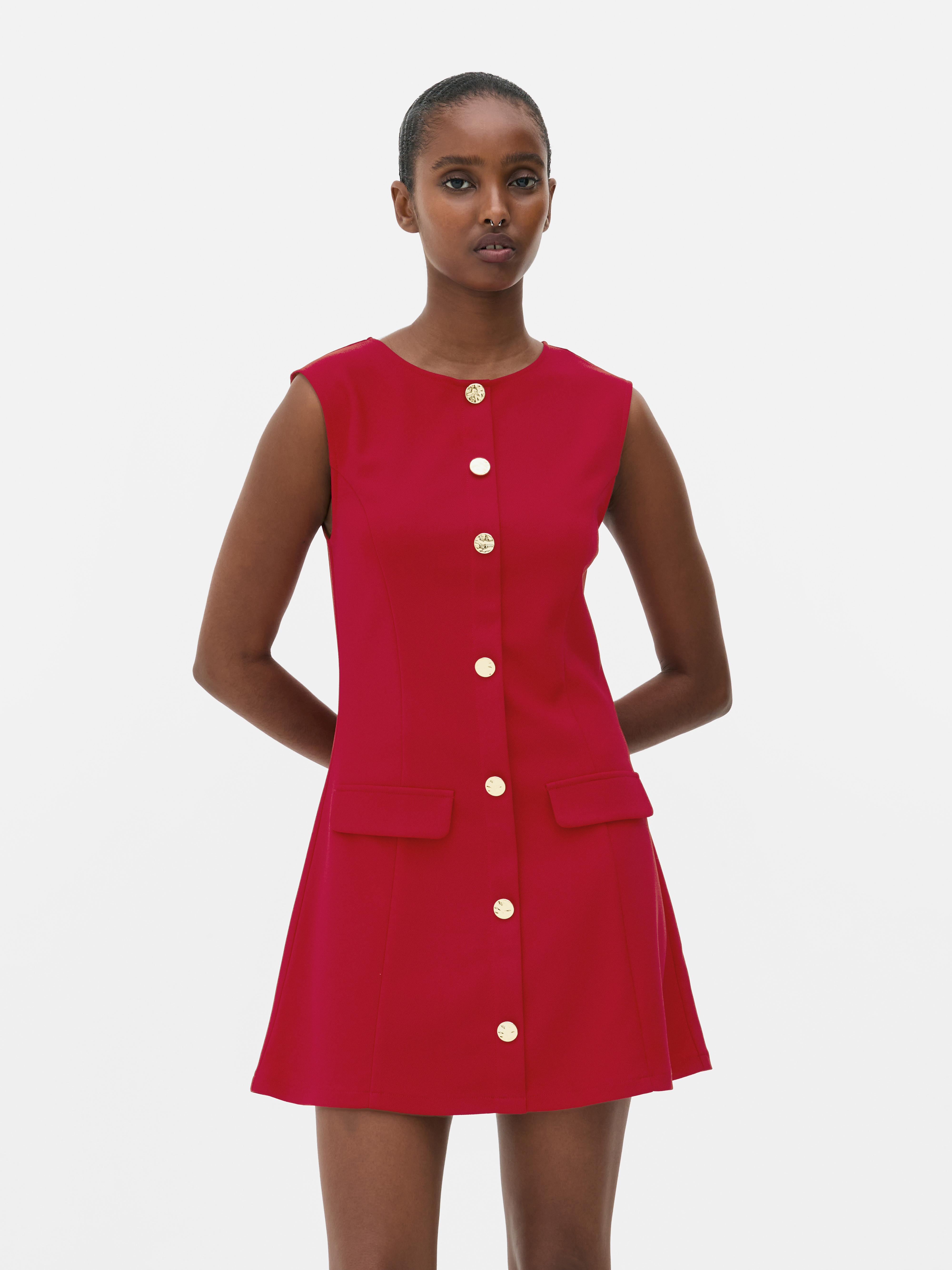 Button Through Mini Shift Dress