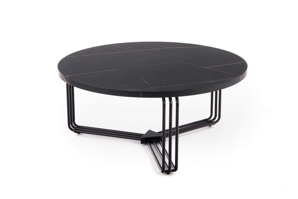 Stolik kawowy ANTICA 80x80 czarny marmur/czarny