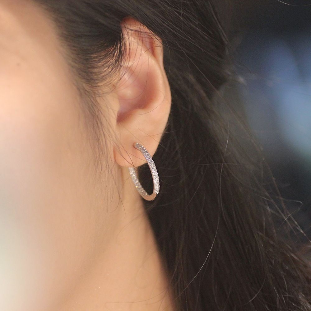 PEACH ACCESSORIES Hoop Earrings with Sparkling Stones