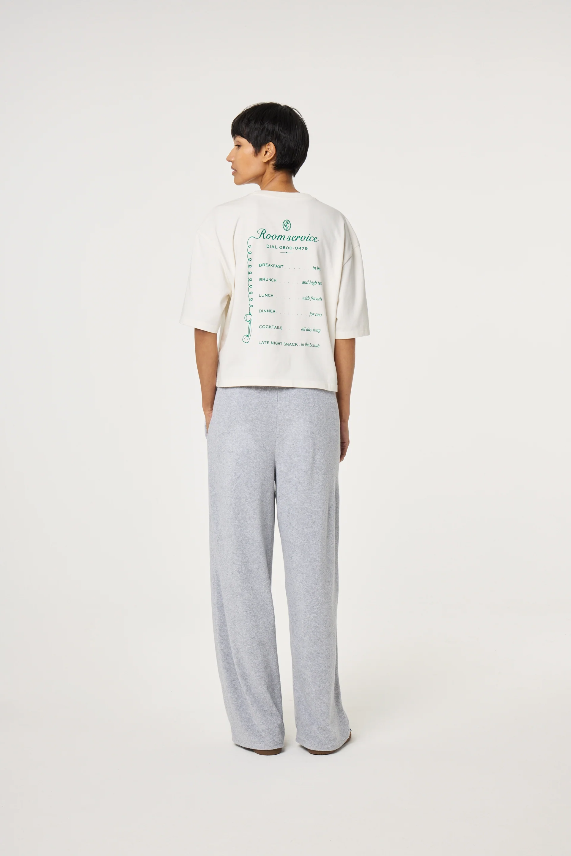 Benja T-shirt | Cosy White/Green