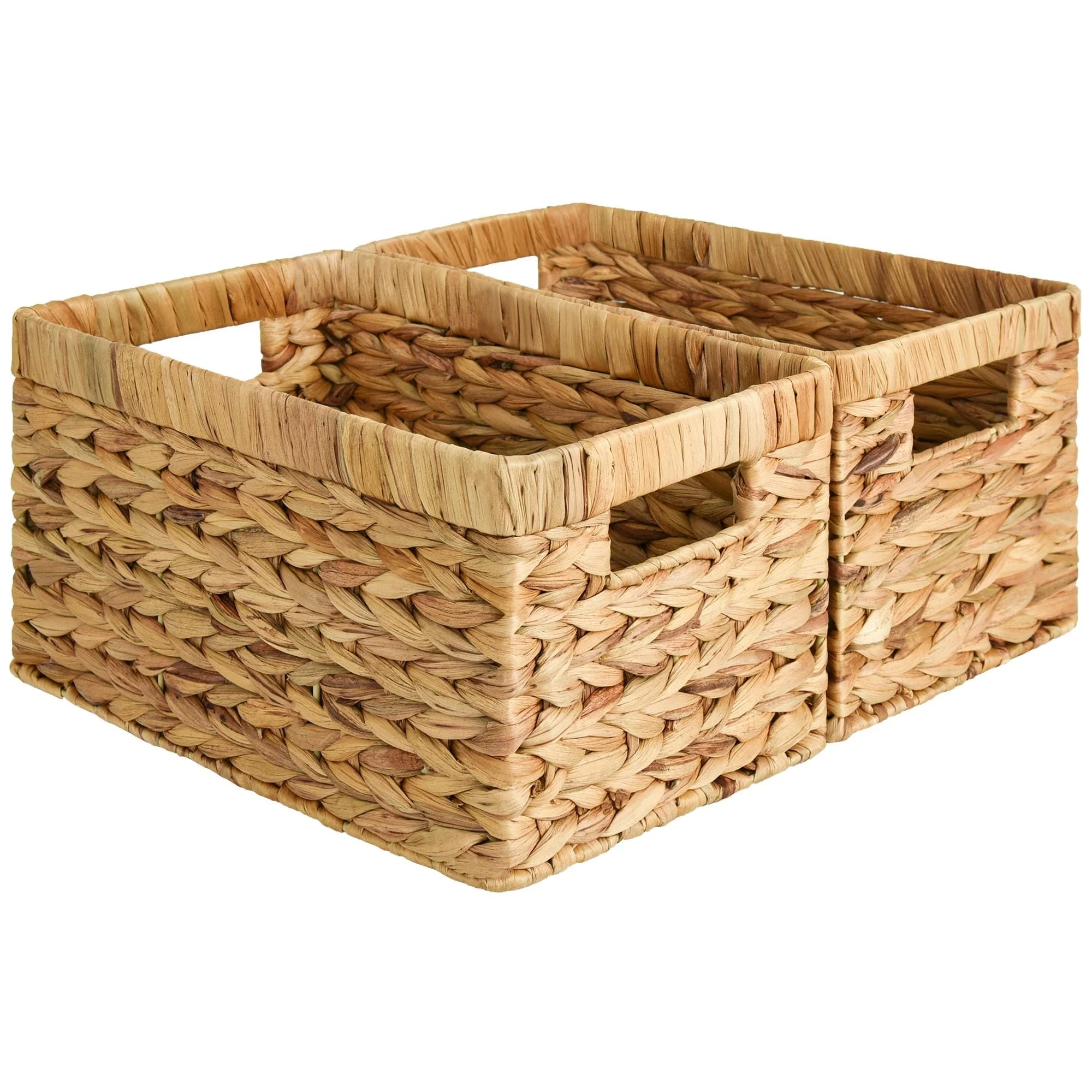 StorageWorks 2-Pack Wicker Storage Basket with Built-in Handle - 8.25D x 13.25W x 7H