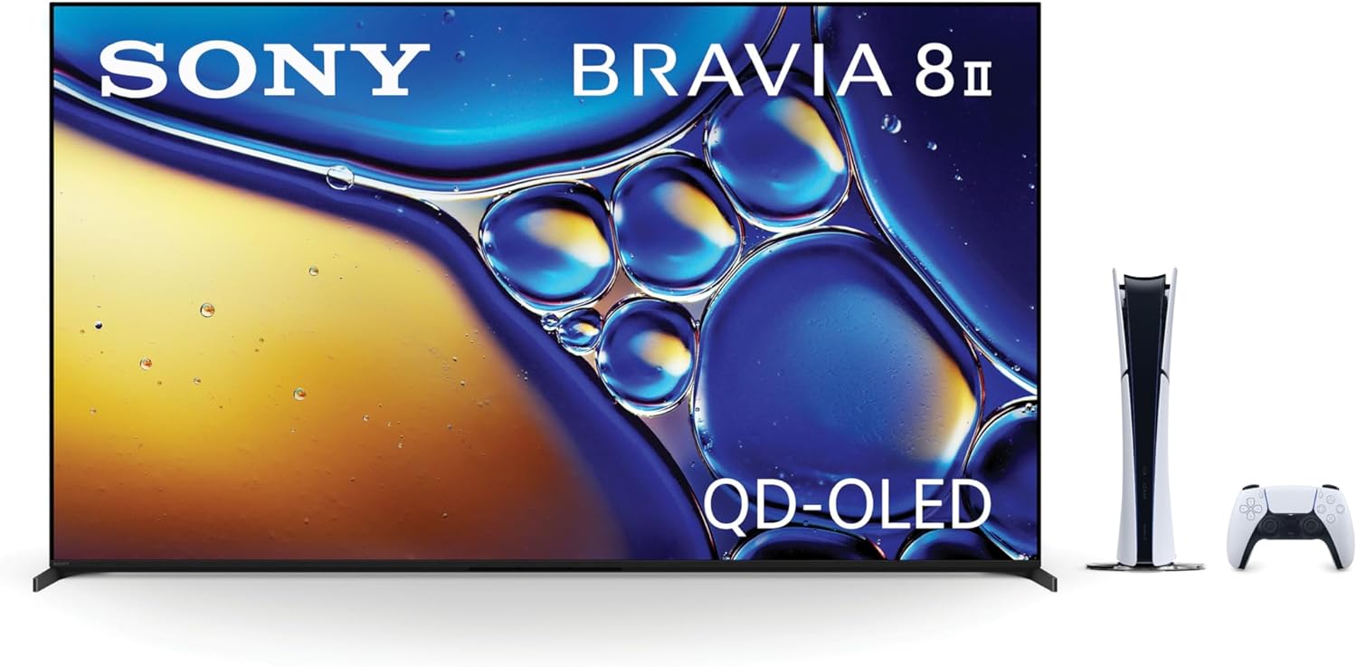 Sony BRAVIA 8 II 55 Inch 4K QD OLED Smart TV (K-55XR80M2  2025 Model) with PlayStation 5 Digital Edition Slim Console Bundle