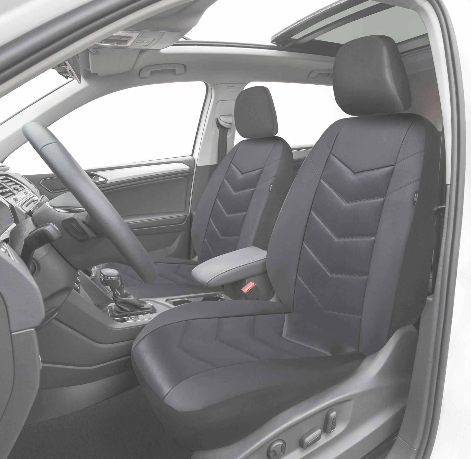 AutoTrends Premium Chevron Faux Leather Seat Cover, Black, 2-pk
