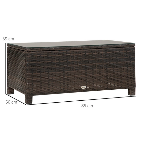 Beistelltisch, BxHxT: 85 x 39 x 50 cm, braun, Gestell aus Metall/Polyrattan
