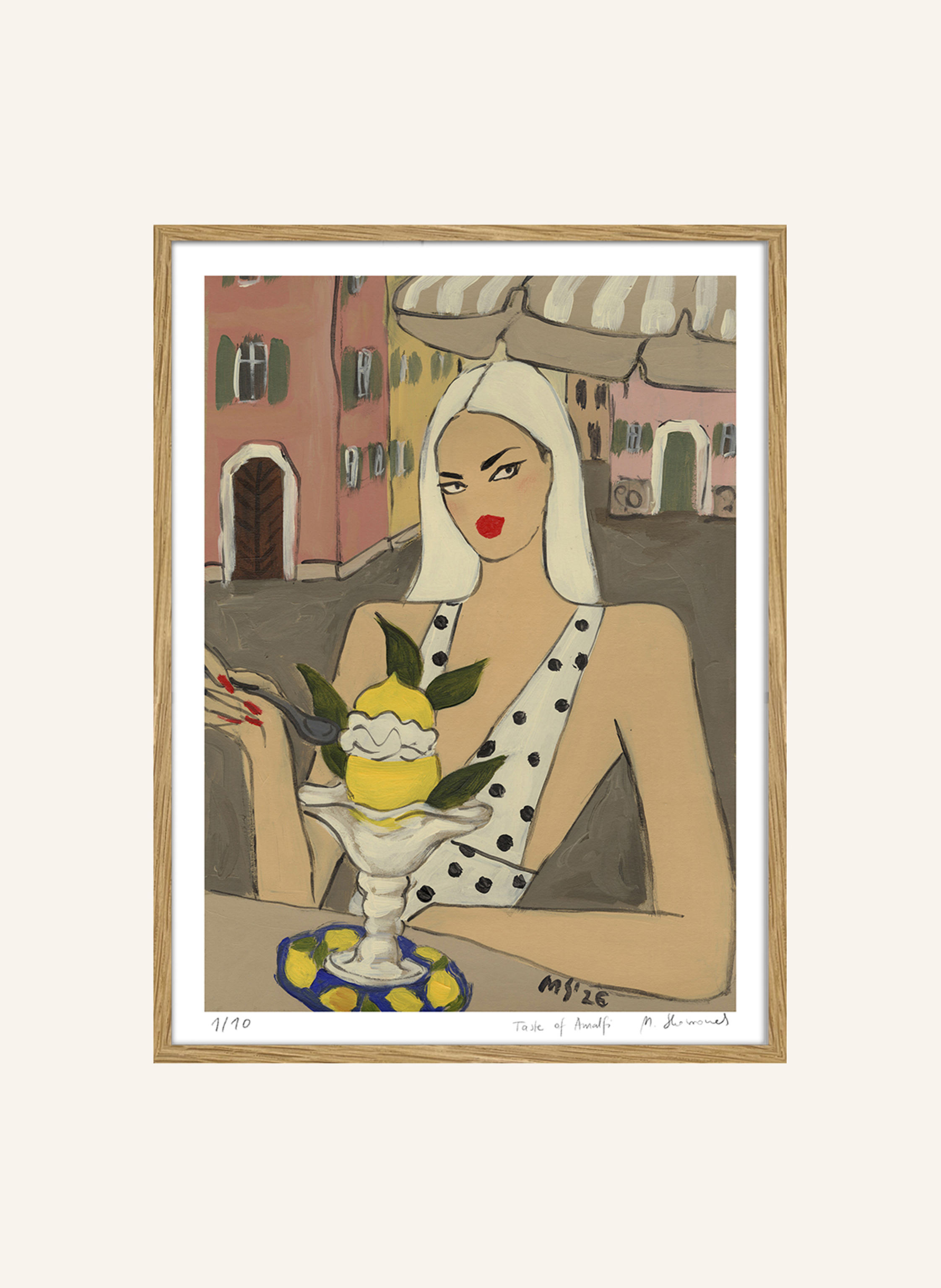 MARTAS ILLUSTRATION Limitiertes Kunstwerk TASTE OF AMALFI mit Rahmen