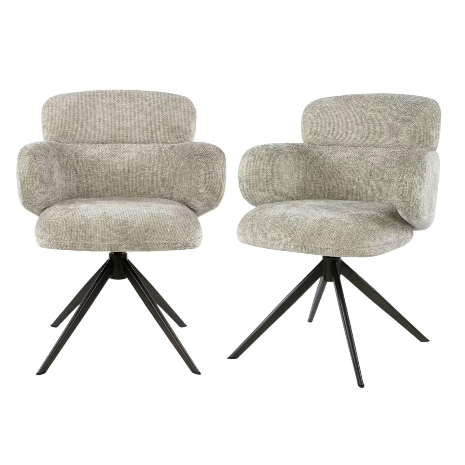 Fauteuil pivotant à ailettes en tissu doux sable (x2) CREEK