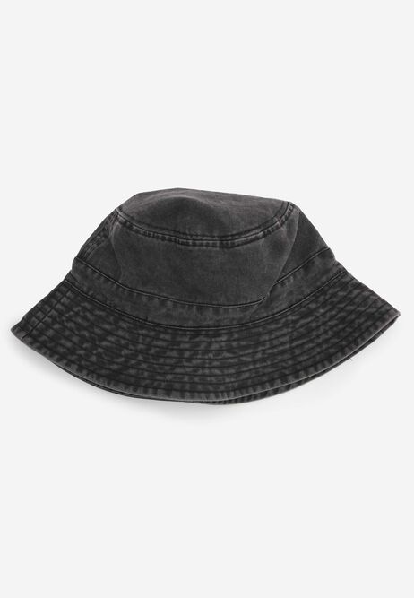 Mens Black Cotton Denim Bucket Hat