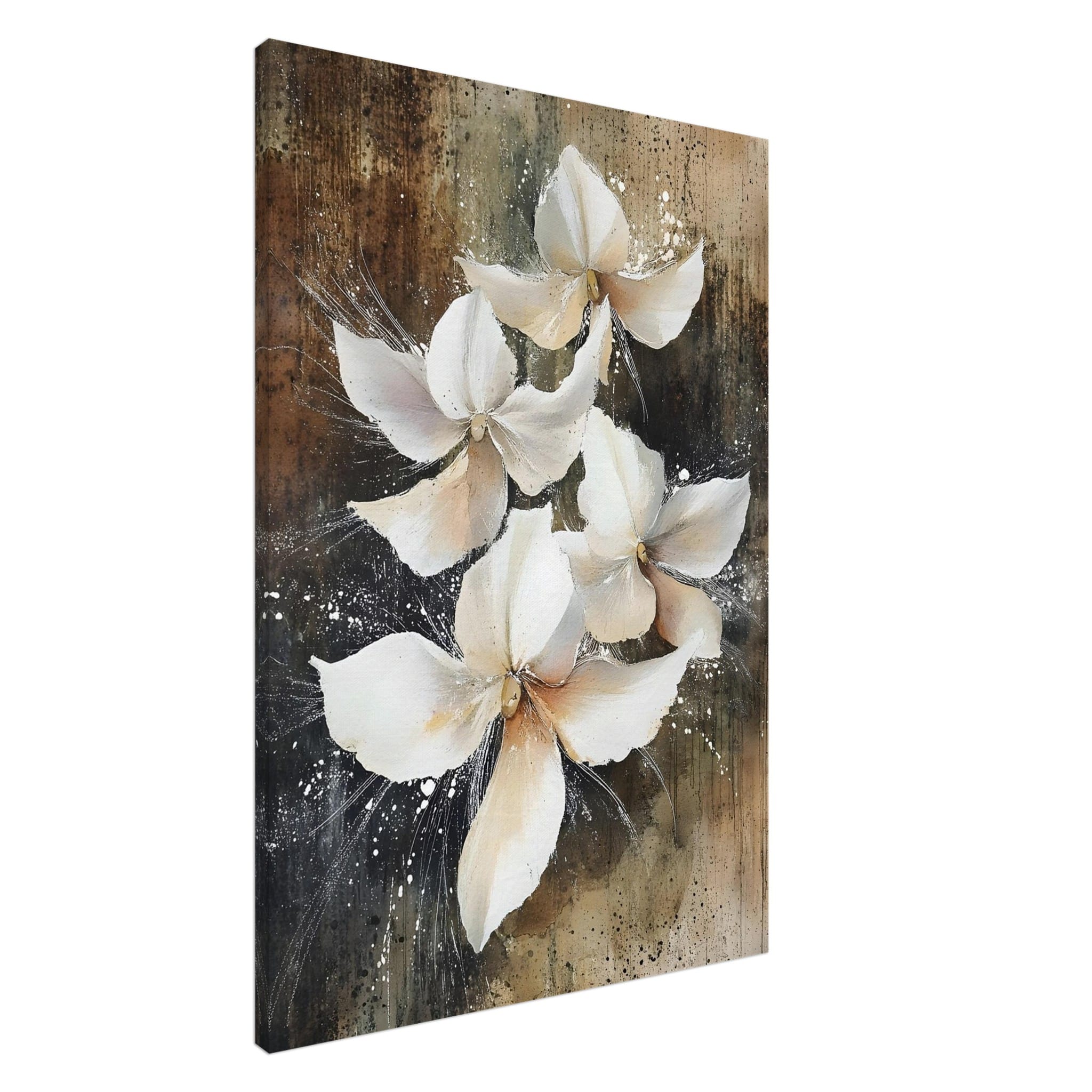 Artfulprints Canvas Vintage white blossoms canvas - 100x150 cm - Wit