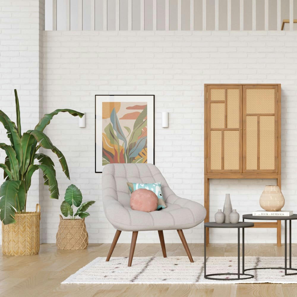 OLAF - Fauteuil en tissu gris clair