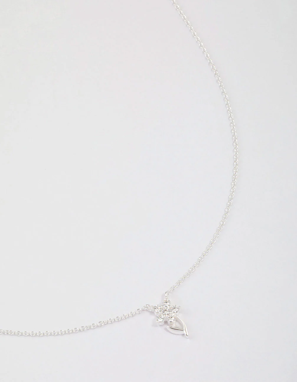 Sterling Silver Cubic Zirconia Stem Necklace