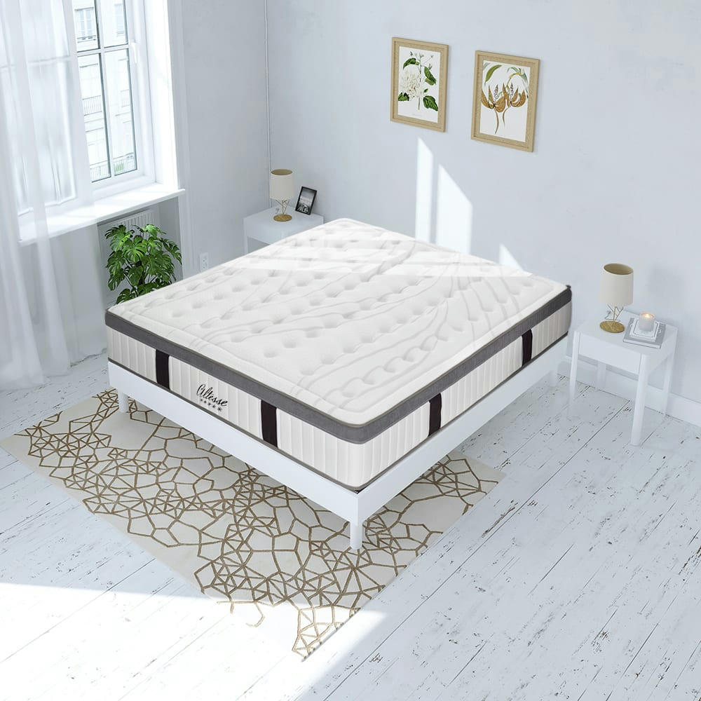 ALTESSE - Ensemble matelas à Mémoire de forme et sommier blanc 180x200