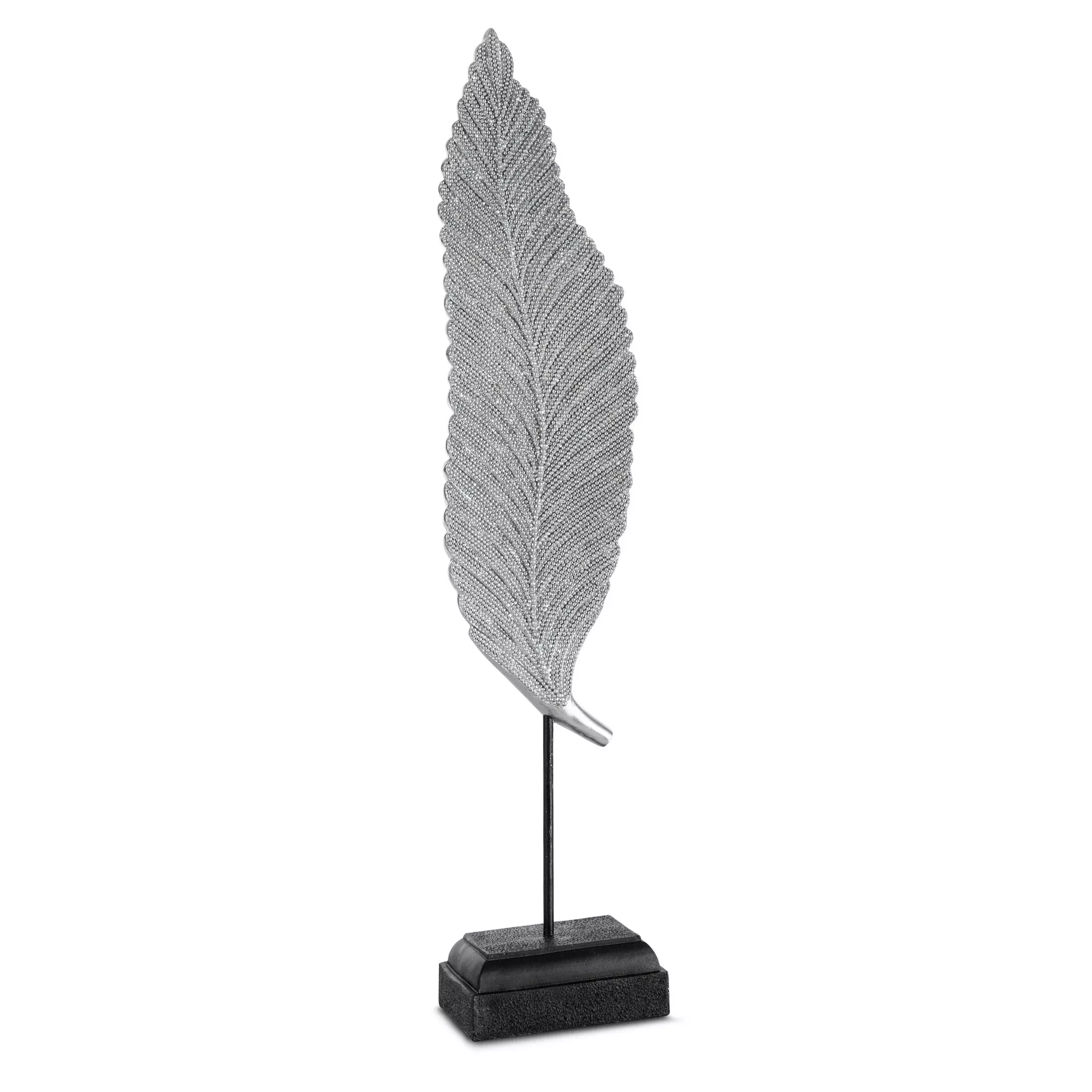 Figurka srebrna liśćo drobnym strukturalnym wzorze 12x8x55cm