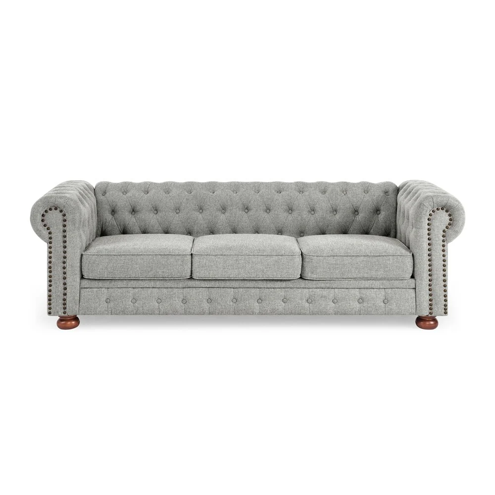 Chesterfield Sofa Tufted Upholstered PU 3-Seater Sofa