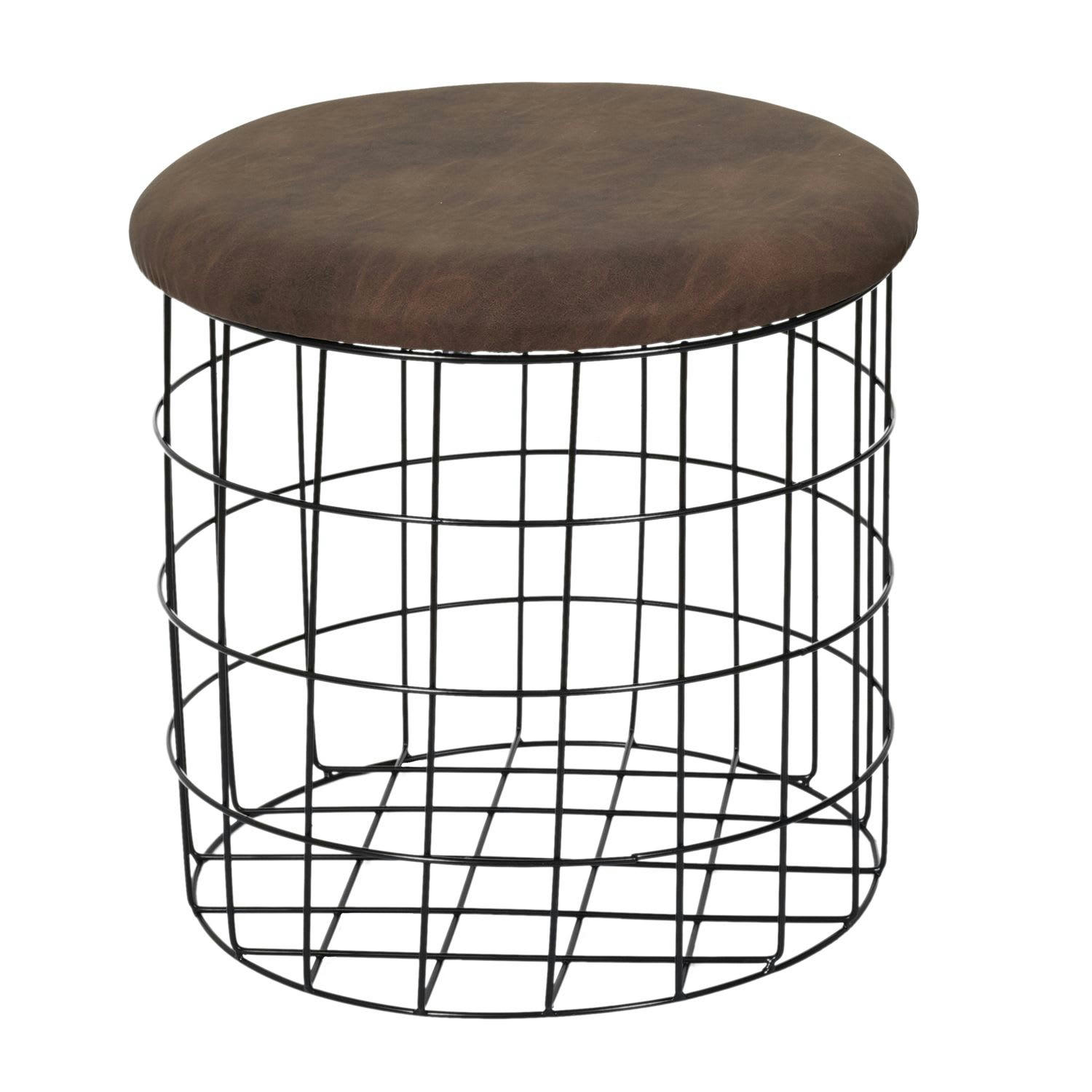 - Lot de 2 poufs gigognes effet velours marron